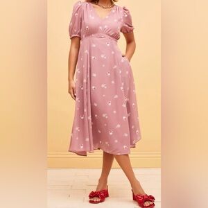 Disney Minnie Mouse Flower Chiffon Midi Dress